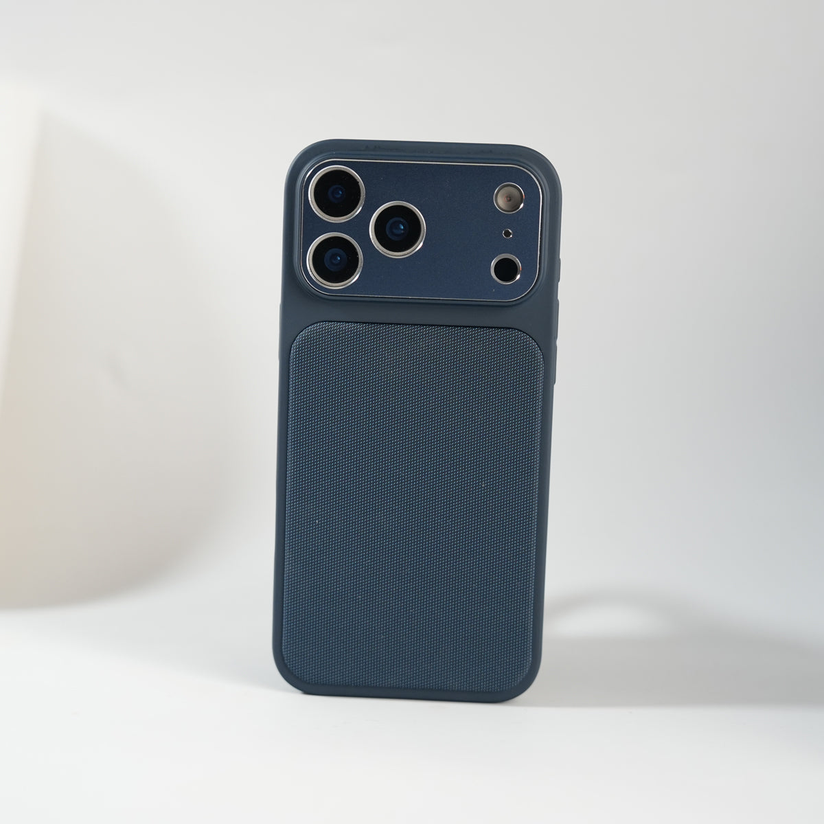 iPhone Series PU Leather Texture Case | Silicone Frame & Metal Camera Guard