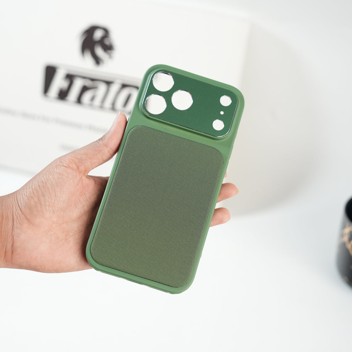 iPhone Series PU Leather Texture Case | Silicone Frame & Metal Camera Guard