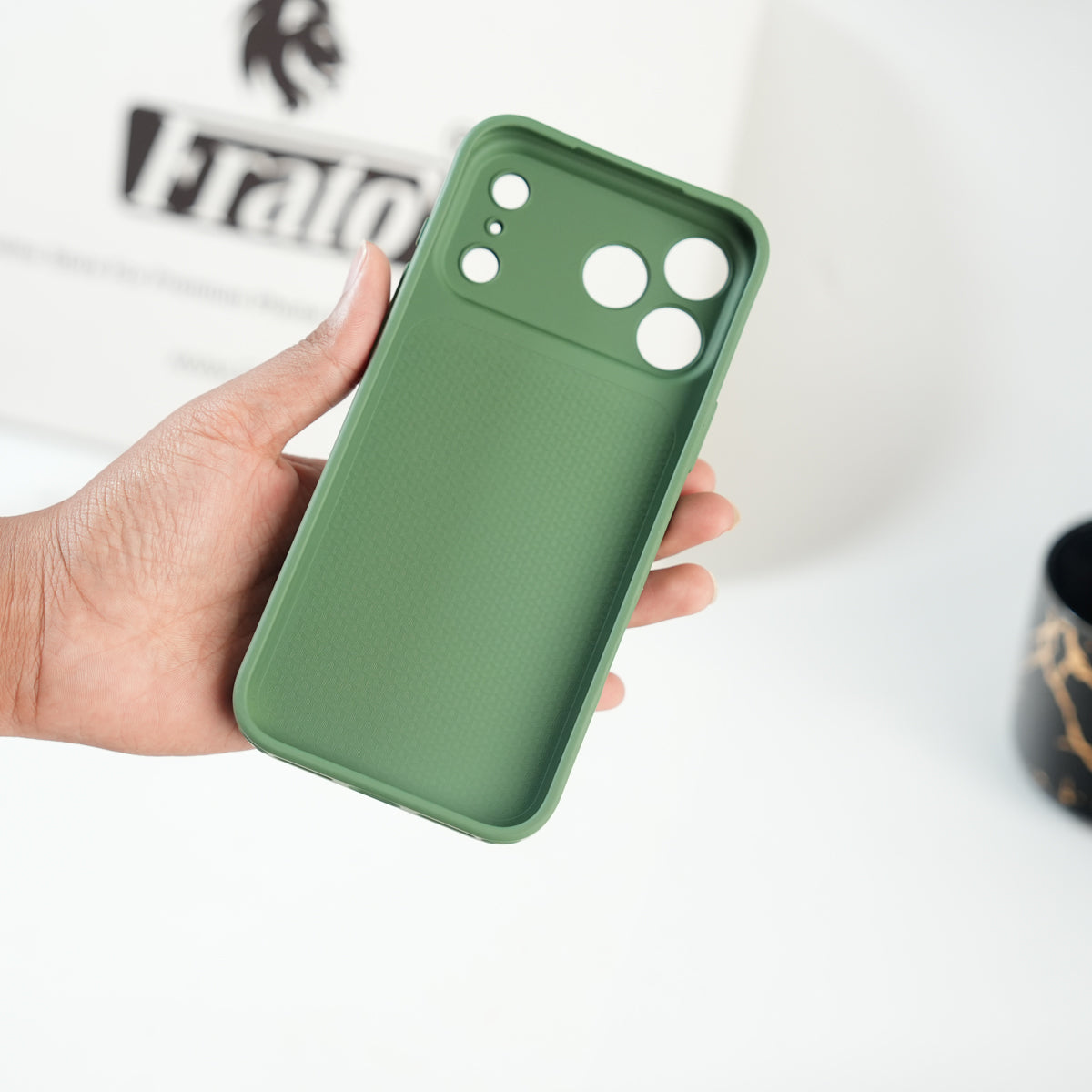 iPhone Series PU Leather Texture Case | Silicone Frame & Metal Camera Guard