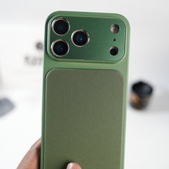 iPhone Series PU Leather Texture Case | Silicone Frame & Metal Camera Guard