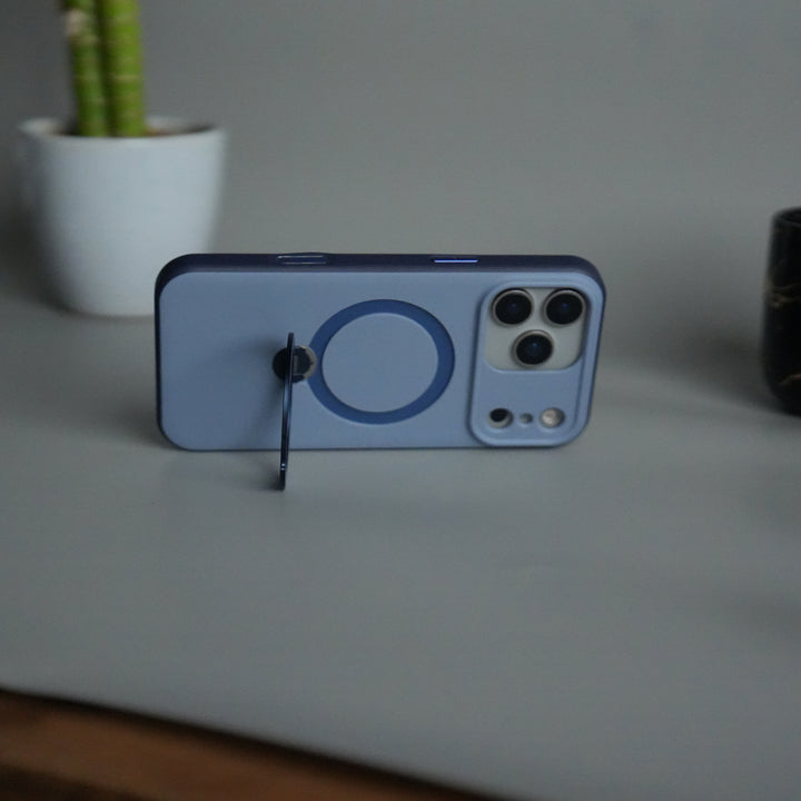 iPhone 17 Pro Max Liquid PC MagSafe Case | Soft Touch Back Cover with Metal Kickstand Ring