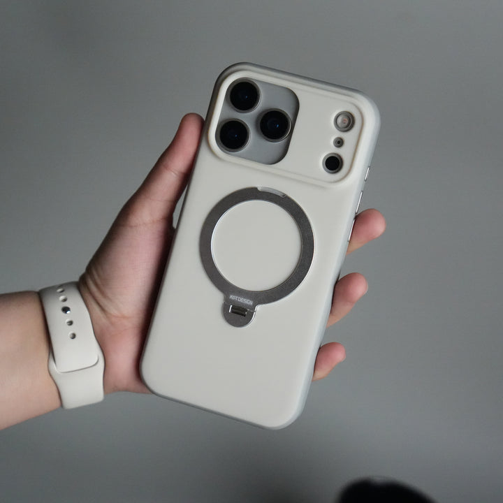 iPhone 17 Pro Max Liquid PC MagSafe Case | Soft Touch Back Cover with Metal Kickstand Ring