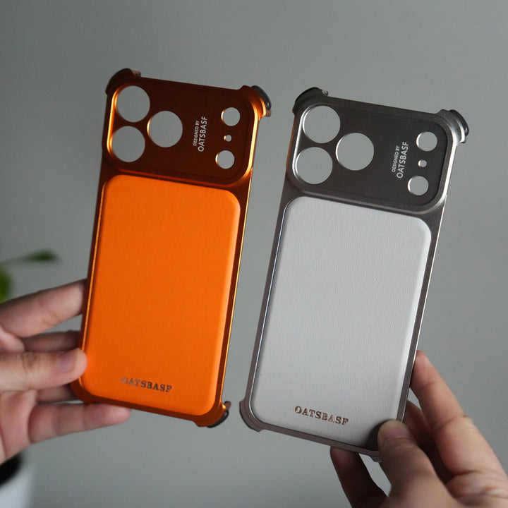 iPhone 17 Pro Premium Aluminum Metal Frame Case | Shockproof Corners | Luxury Leather Shells MagSafe Cover