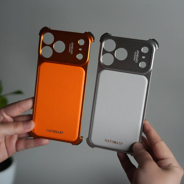 iPhone 17 Pro Premium Aluminum Metal Frame Case | Shockproof Corners | Luxury Leather Shells MagSafe Cover