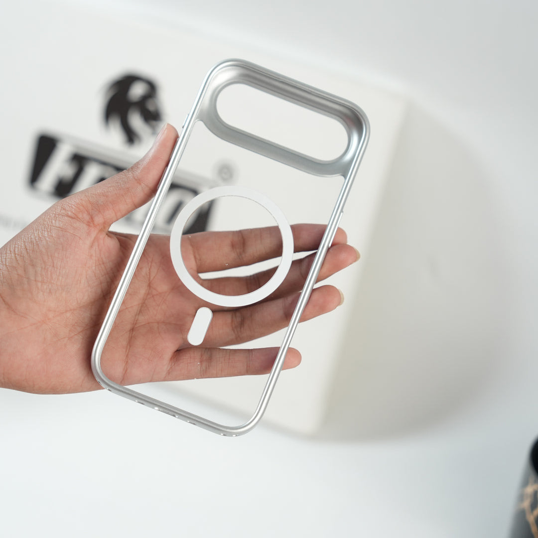 iPhone 17 Air Clear Acrylic MagSafe Case with Soft Silicone Bumper | Transparent Shockproof Cover