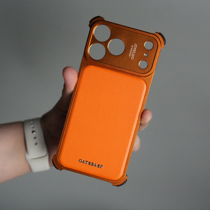 iPhone 17 Pro Premium Aluminum Metal Frame Case | Shockproof Corners | Luxury Leather Shells MagSafe Cover