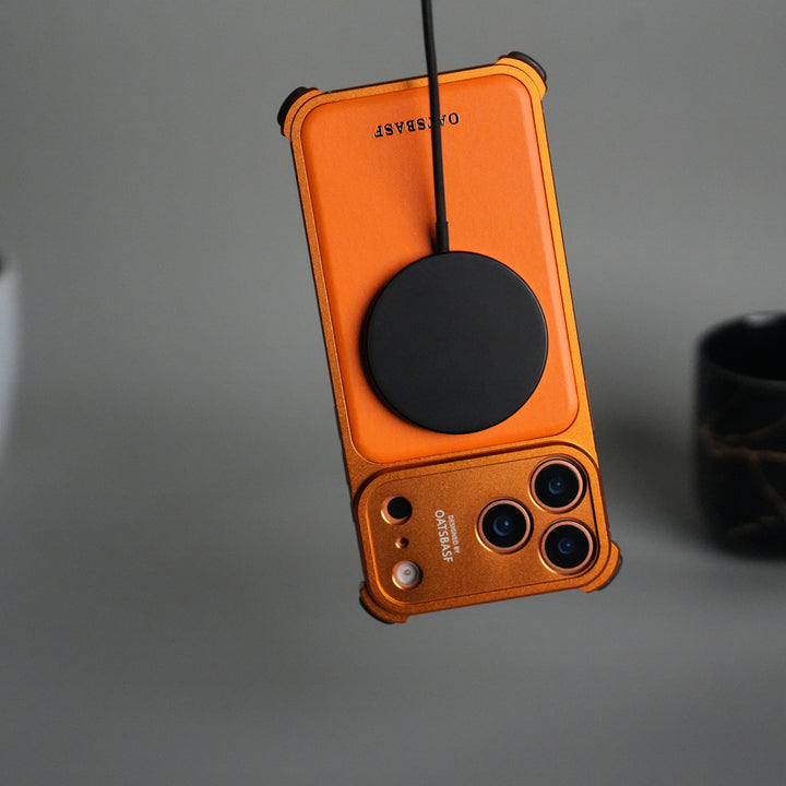 iPhone 17 Pro Premium Aluminum Metal Frame Case | Shockproof Corners | Luxury Leather Shells MagSafe Cover