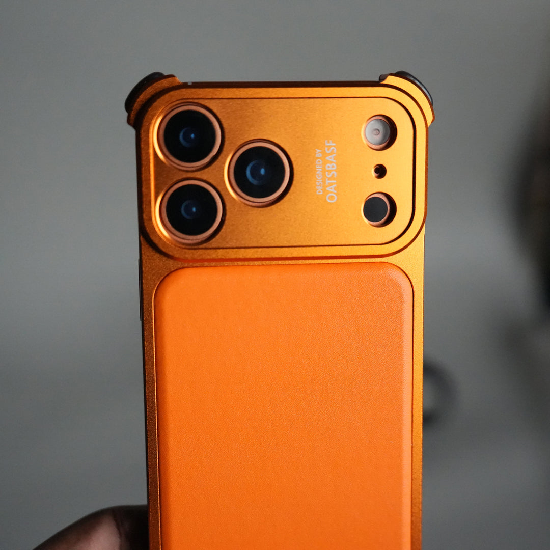 iPhone 17 Pro Premium Aluminum Metal Frame Case | Shockproof Corners | Luxury Leather Shells MagSafe Cover