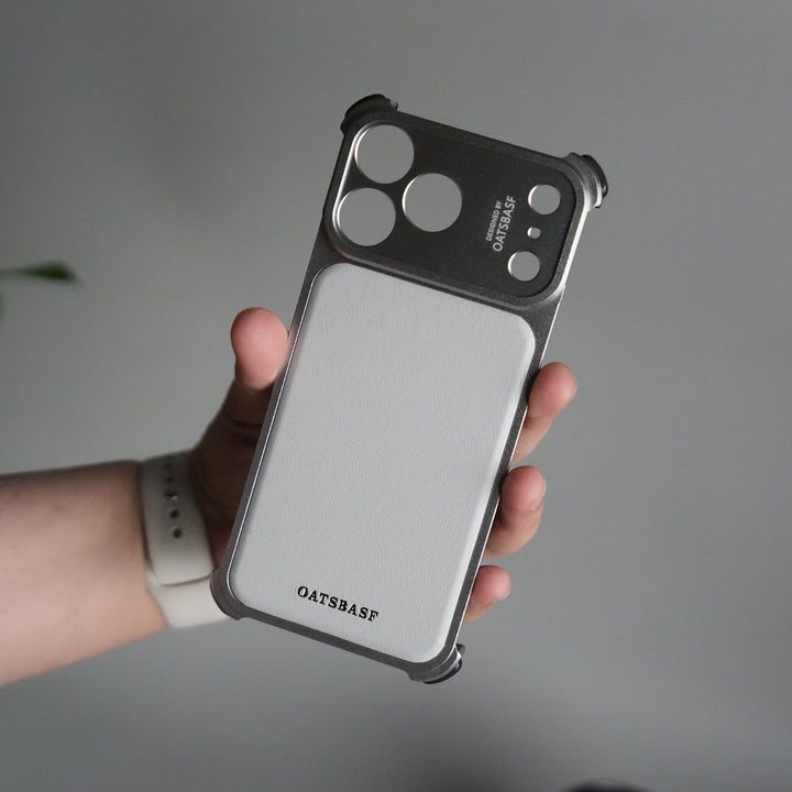 iPhone 17 Pro Premium Aluminum Metal Frame Case | Shockproof Corners | Luxury Leather Shells MagSafe Cover