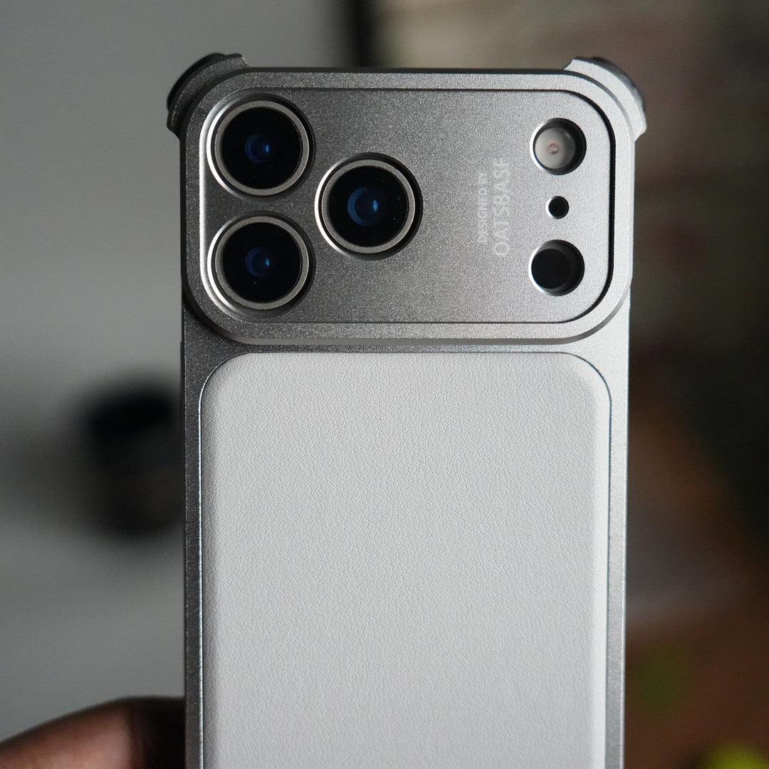 iPhone 17 Pro Premium Aluminum Metal Frame Case | Shockproof Corners | Luxury Leather Shells MagSafe Cover