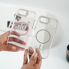 iPhone 17 Air Glitter Clear MagSafe Case | Metal Kickstand Protective Cover