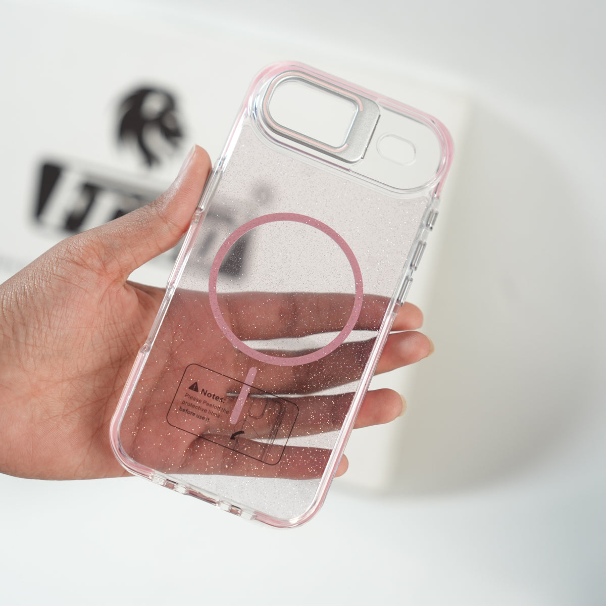 iPhone 17 Air Glitter Clear MagSafe Case | Metal Kickstand Protective Cover