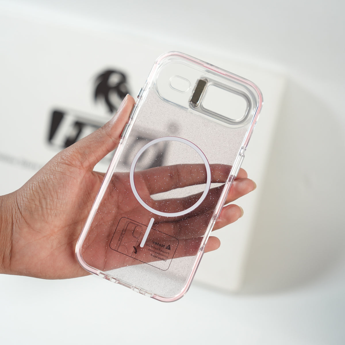 iPhone 17 Air Glitter Clear MagSafe Case | Metal Kickstand Protective Cover