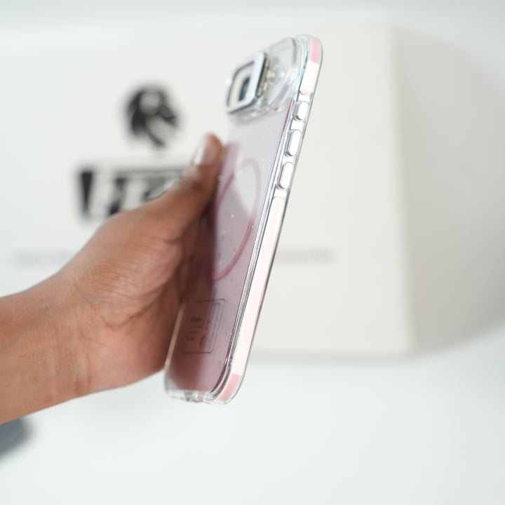 iPhone 17 Air Glitter Clear MagSafe Case | Metal Kickstand Protective Cover