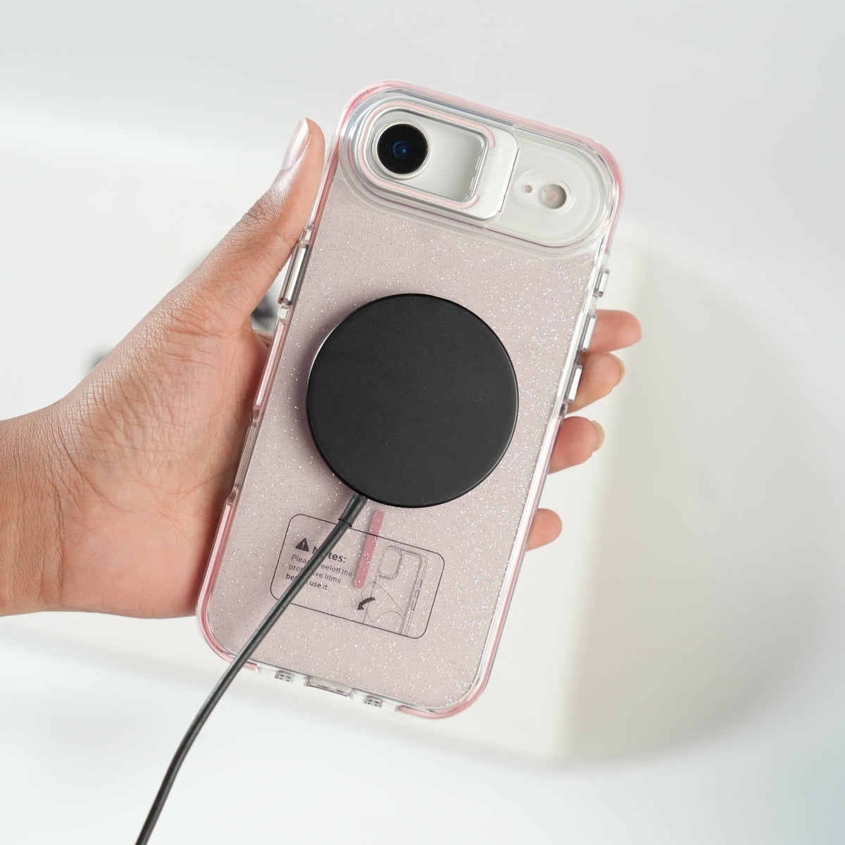 iPhone 17 Air Glitter Clear MagSafe Case | Metal Kickstand Protective Cover