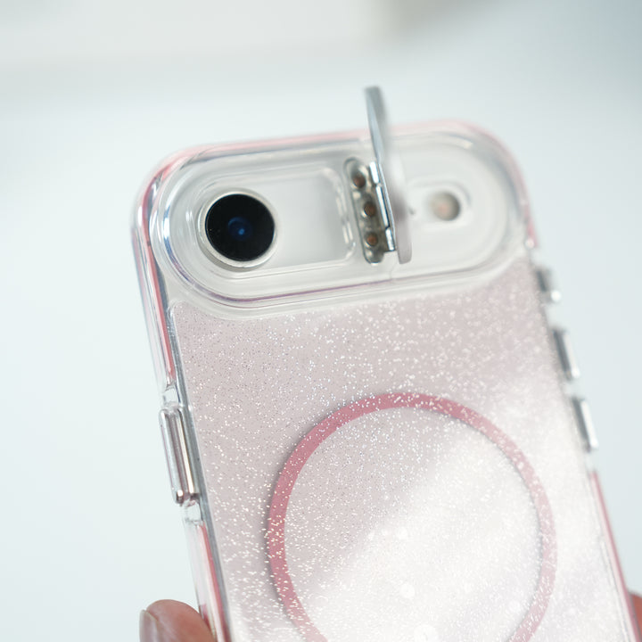 iPhone 17 Air Glitter Clear MagSafe Case | Metal Kickstand Protective Cover