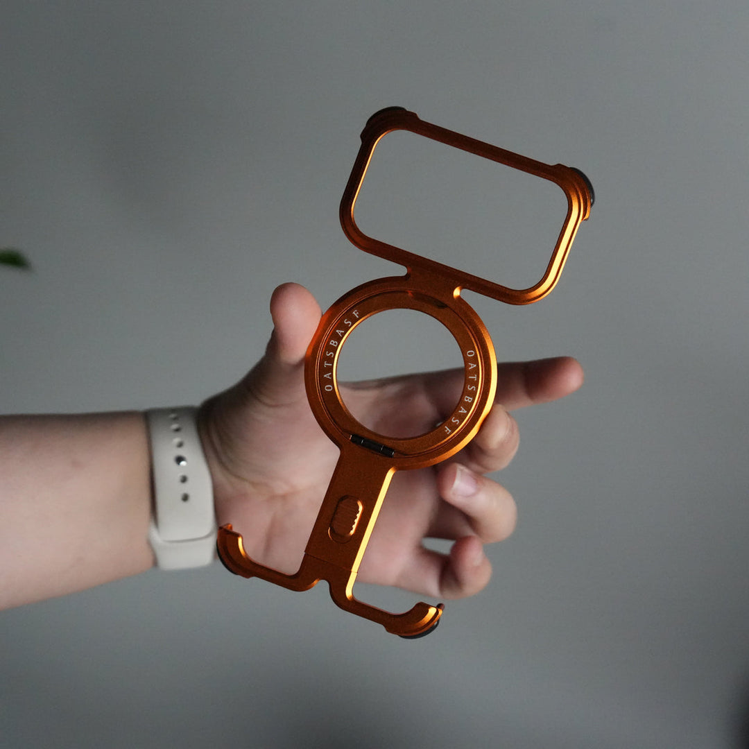 iPhone 17 Pro Max Metal Frameless Bumper Case | Blue Aluminum Protective Cover with 360° Rotating Stand