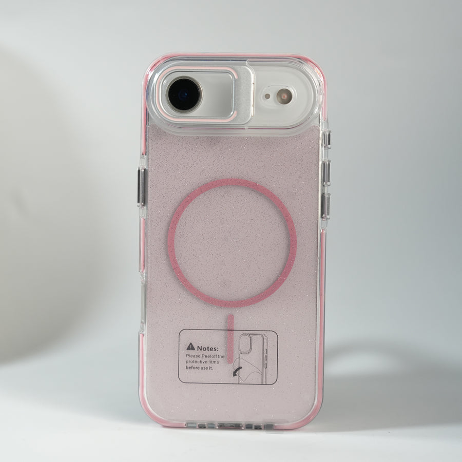 iPhone 17 Air Glitter Clear MagSafe Case | Metal Kickstand Protective Cover