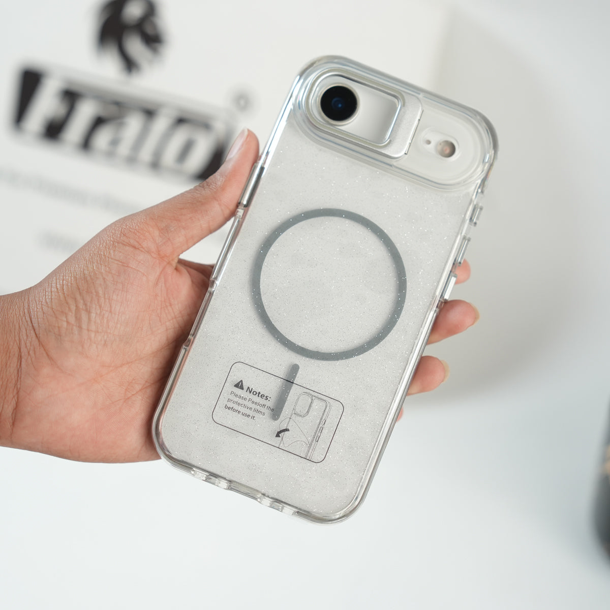 iPhone 17 Air Glitter Clear MagSafe Case | Metal Kickstand Protective Cover