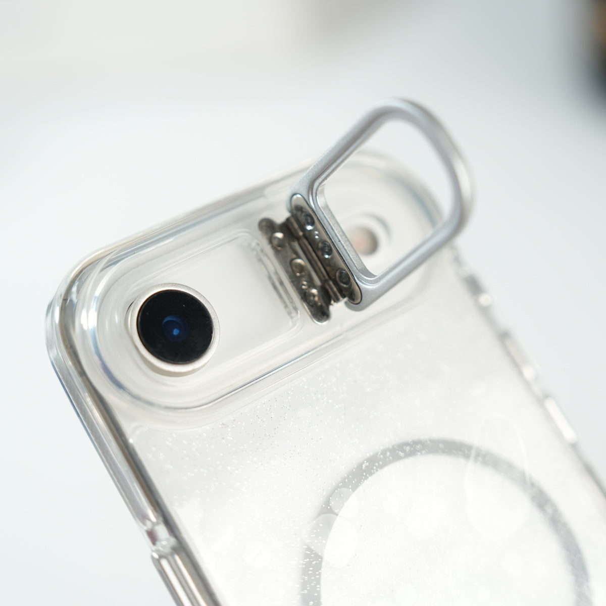 iPhone 17 Air Glitter Clear MagSafe Case | Metal Kickstand Protective Cover