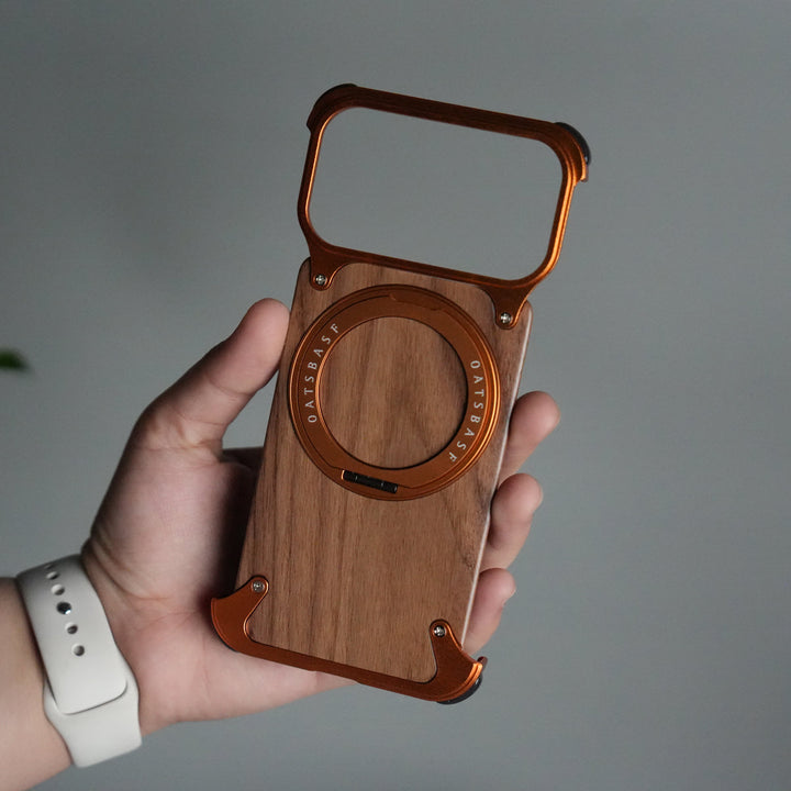 iPhone 17 Series Luxury Wooden Back + Metal Bumper Magsafe Case (Premium Edition)