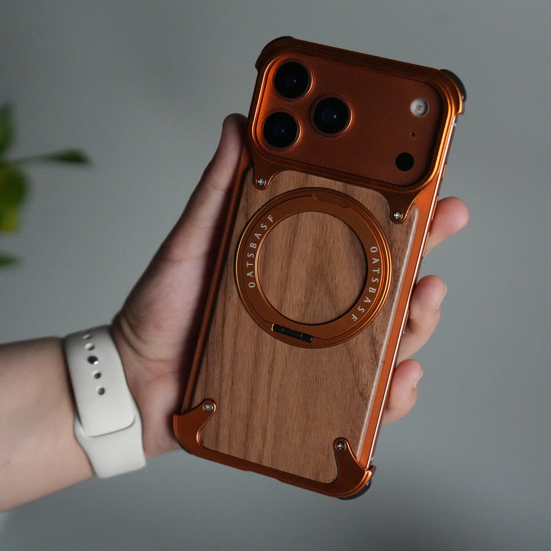iPhone 17 Series Luxury Wooden Back + Metal Bumper Magsafe Case (Premium Edition)