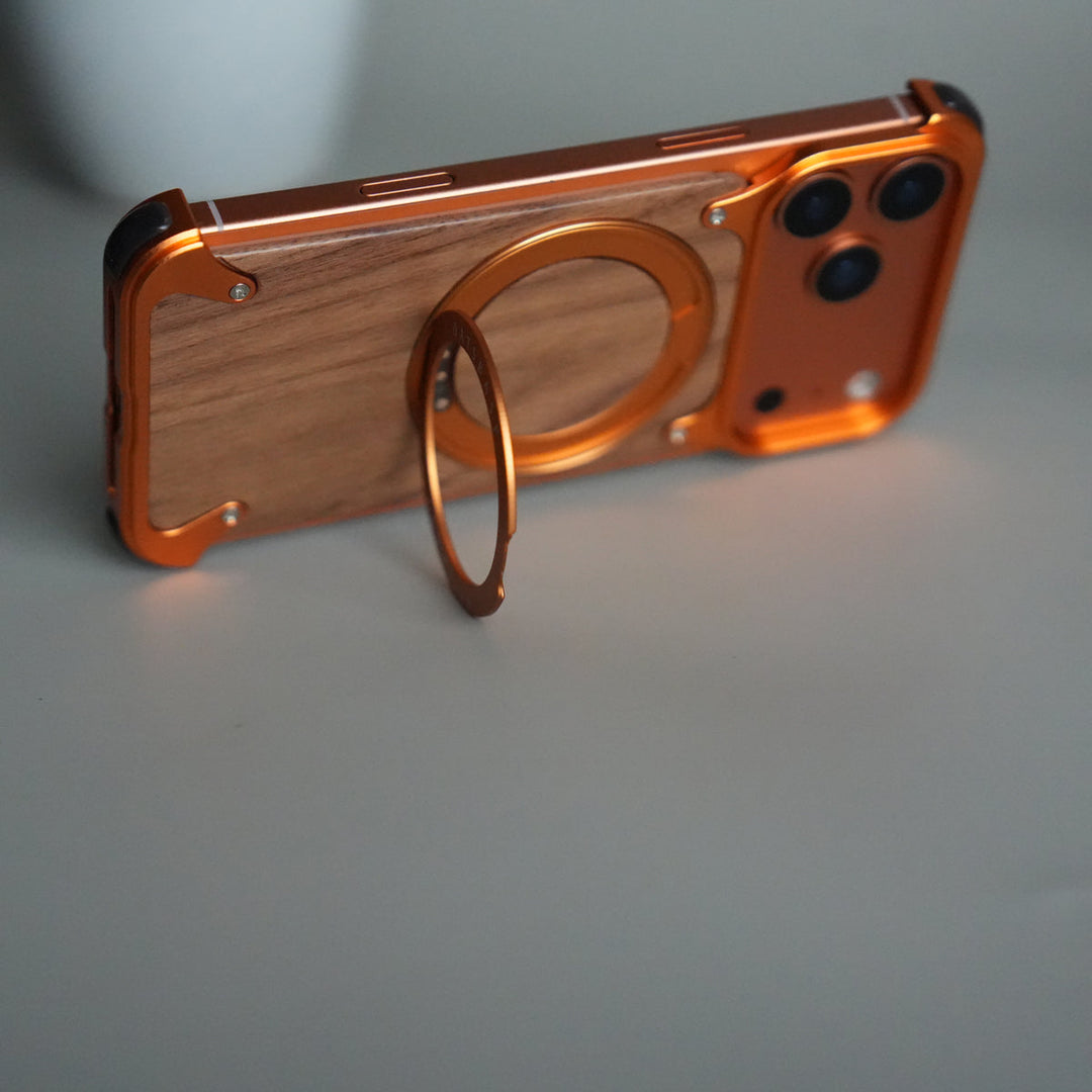 iPhone 17 Series Luxury Wooden Back + Metal Bumper Magsafe Case (Premium Edition)