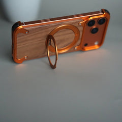 iPhone 17 Series Luxury Wooden Back + Metal Bumper Magsafe Case (Premium Edition)