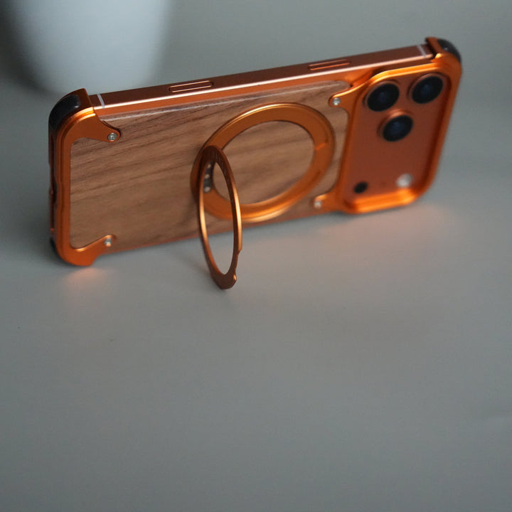 iPhone 17 Series Luxury Wooden Back + Metal Bumper Magsafe Case (Premium Edition)