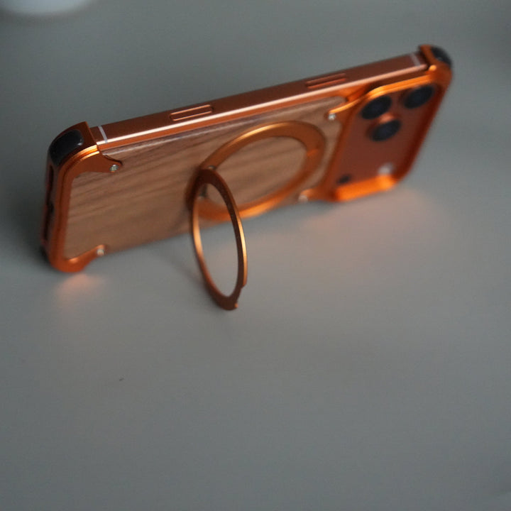 iPhone 17 Series Luxury Wooden Back + Metal Bumper Magsafe Case (Premium Edition)