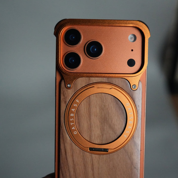 iPhone 17 Series Luxury Wooden Back + Metal Bumper Magsafe Case (Premium Edition)