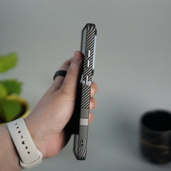 Galaxy S25 Ultra Carbon Fiber Texture Design Hard Pc MagSafe Case Cover MixLine Silver