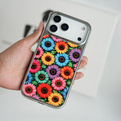 iPhone 17 Series Chrome Frame Floral Designer Bloom Case | Slim Protective Back Cover