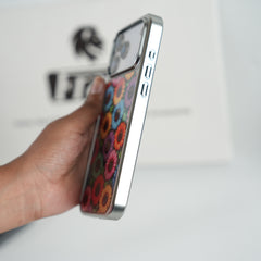 iPhone 17 Series Chrome Frame Floral Designer Bloom Case | Slim Protective Back Cover