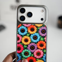 iPhone 17 Series Chrome Frame Floral Designer Bloom Case | Slim Protective Back Cover
