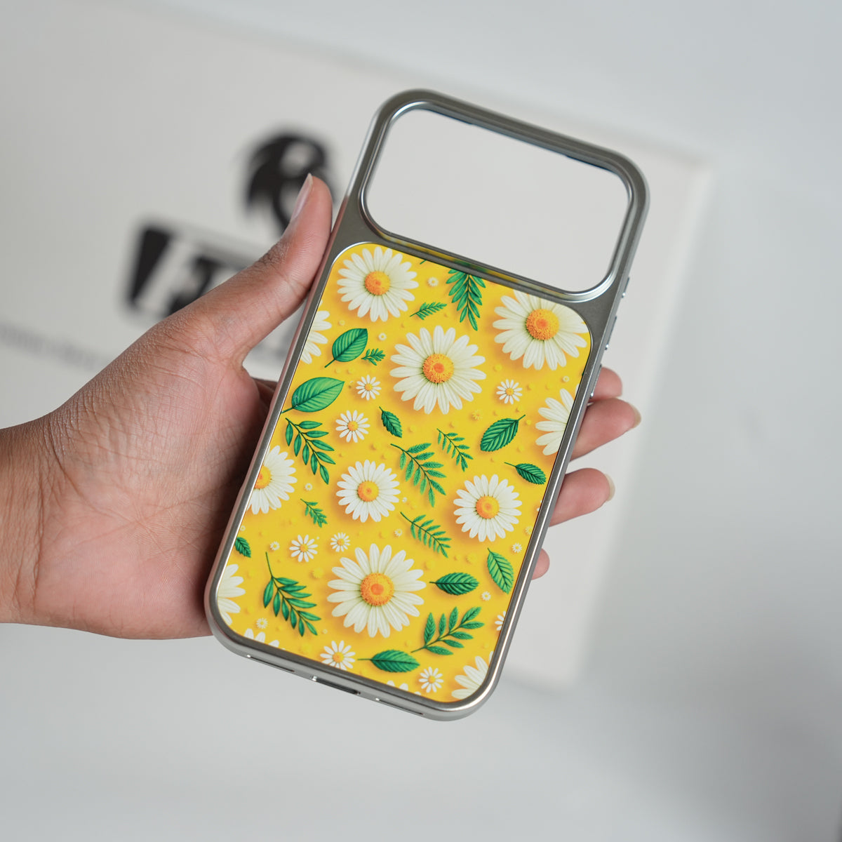 iPhone 17 Series Chrome Frame Floral Designer Bloom Case | Slim Protective Back Cover