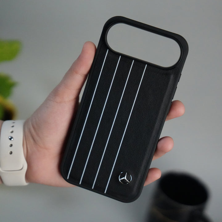 iPhone 17 Air Merc White Line Pattern PU Leather Case Cover