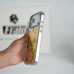 iPhone 17 Series Chrome Frame Floral Designer Bloom Case | Slim Protective Back Cover