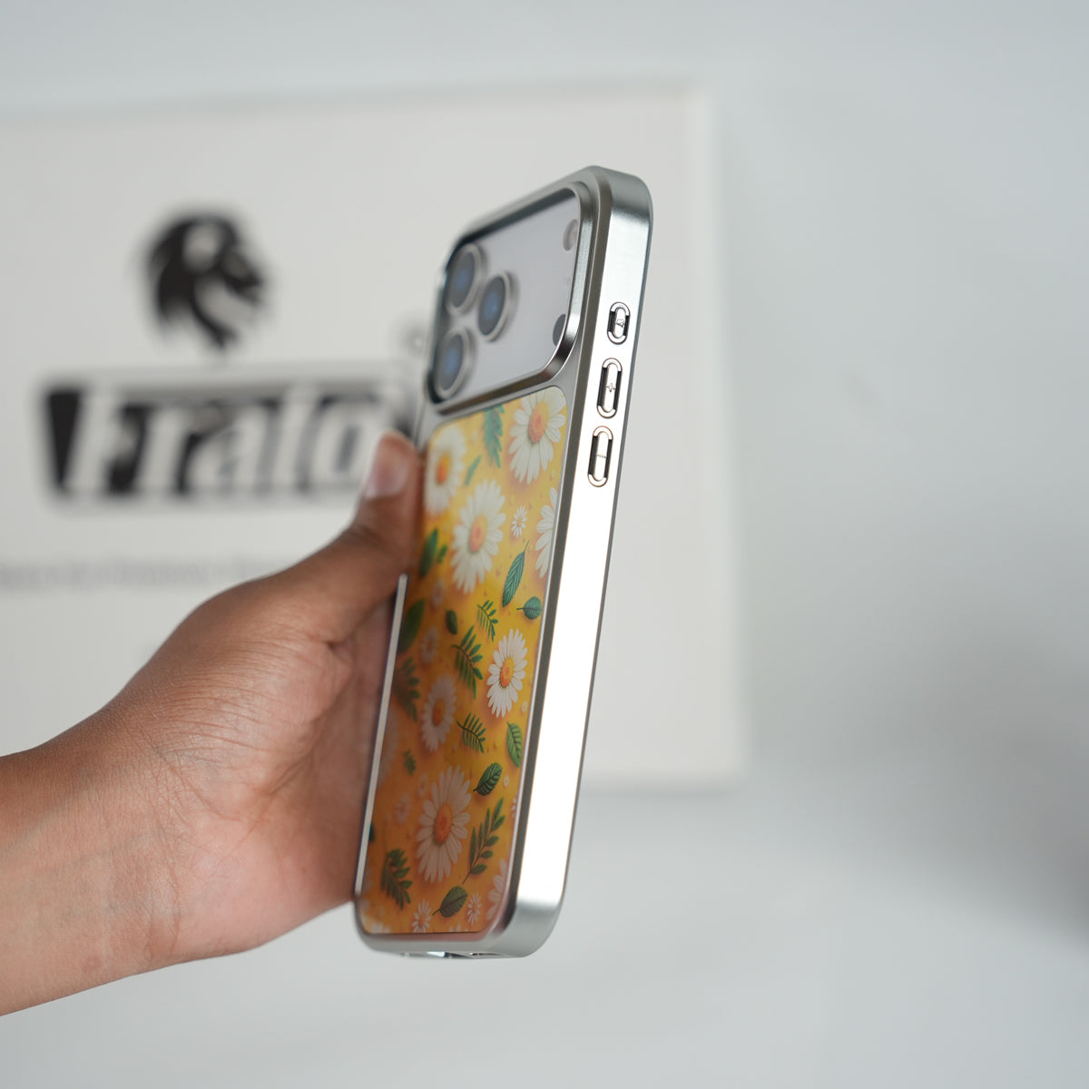iPhone 17 Series Chrome Frame Floral Designer Bloom Case | Slim Protective Back Cover