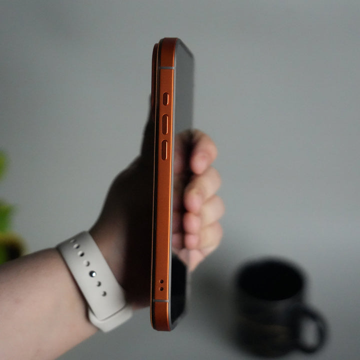 iPhone 17 Series Metal Side Bumper Leather Feel Magsafe case Cover | Orange