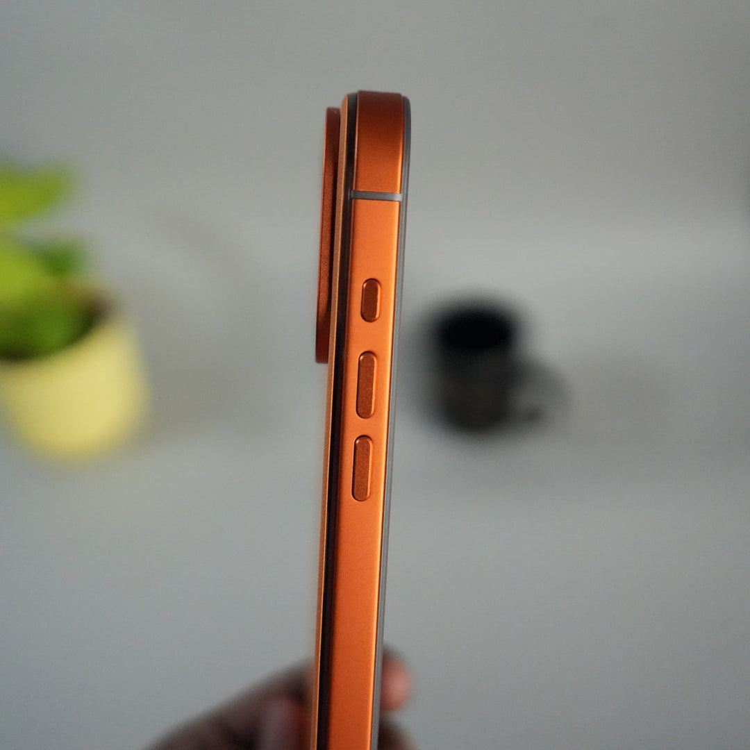 iPhone 17 Series Metal Side Bumper Leather Feel Magsafe case Cover | Orange
