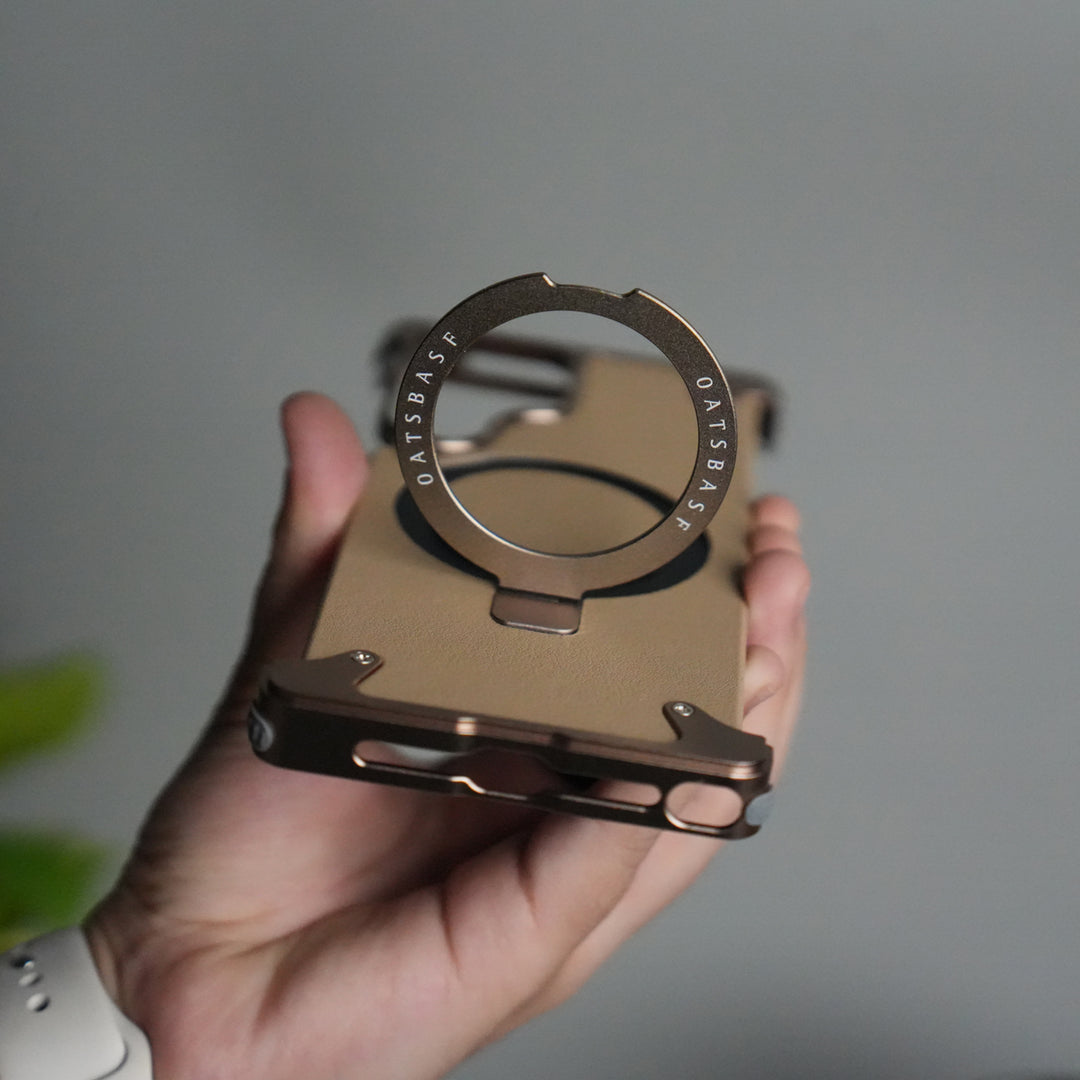 Galaxy S25 ultra Leather Frameless Metal Kickstand Case