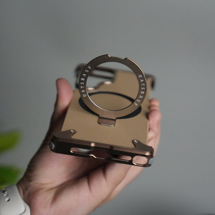 Galaxy S25 ultra Leather Frameless Metal Kickstand Case