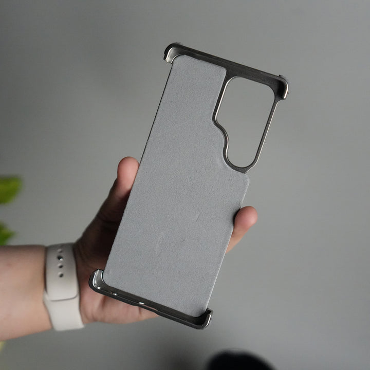 Galaxy S25 ultra Leather Frameless Metal Kickstand Case