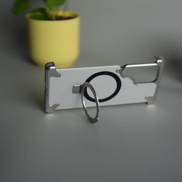 Galaxy S25 ultra Leather Frameless Metal Kickstand Case