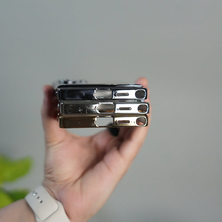 Galaxy S25 Ultra Chrome Plated Transparent Case with Built-in Kickstand