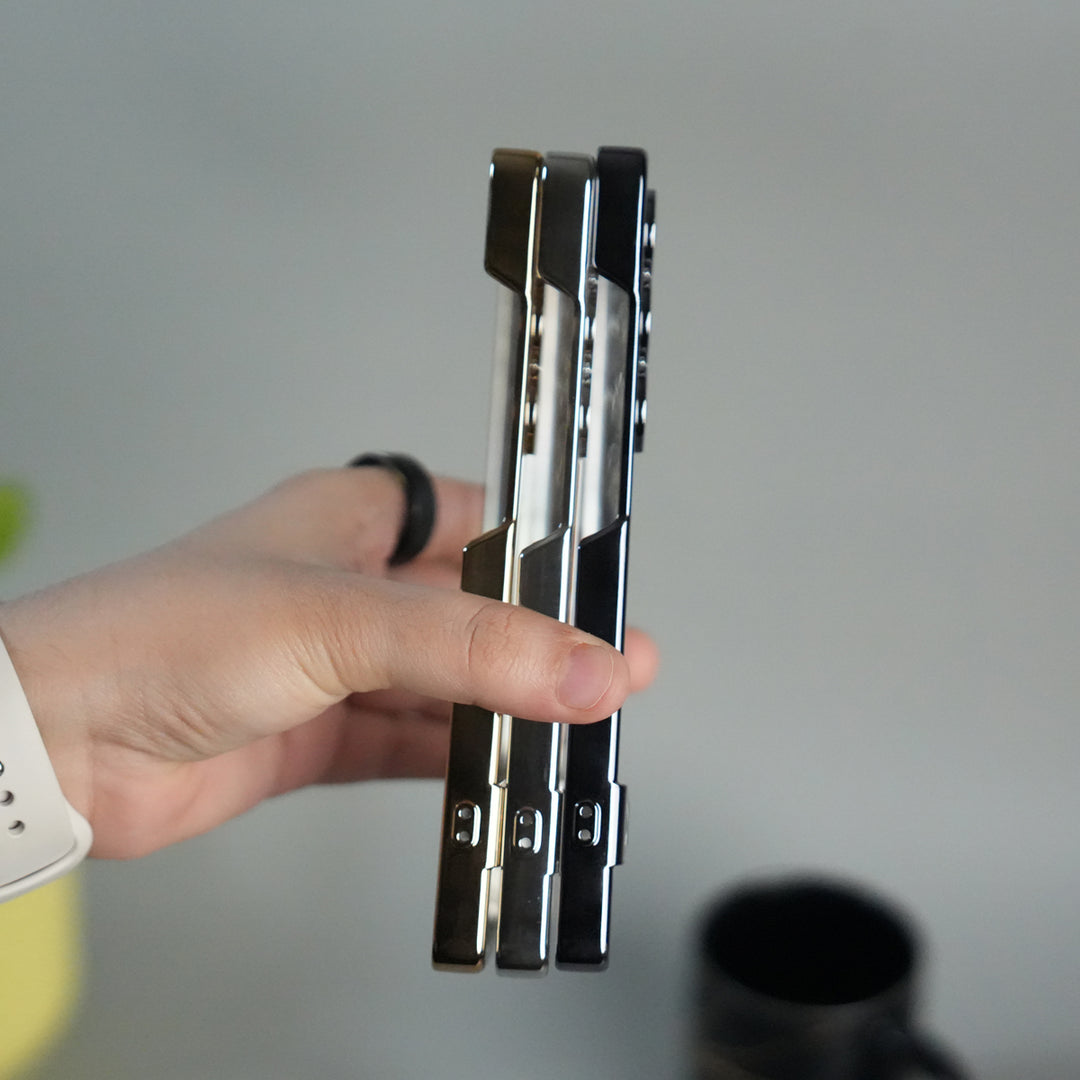 Galaxy S25 Ultra Chrome Plated Transparent Case with Built-in Kickstand