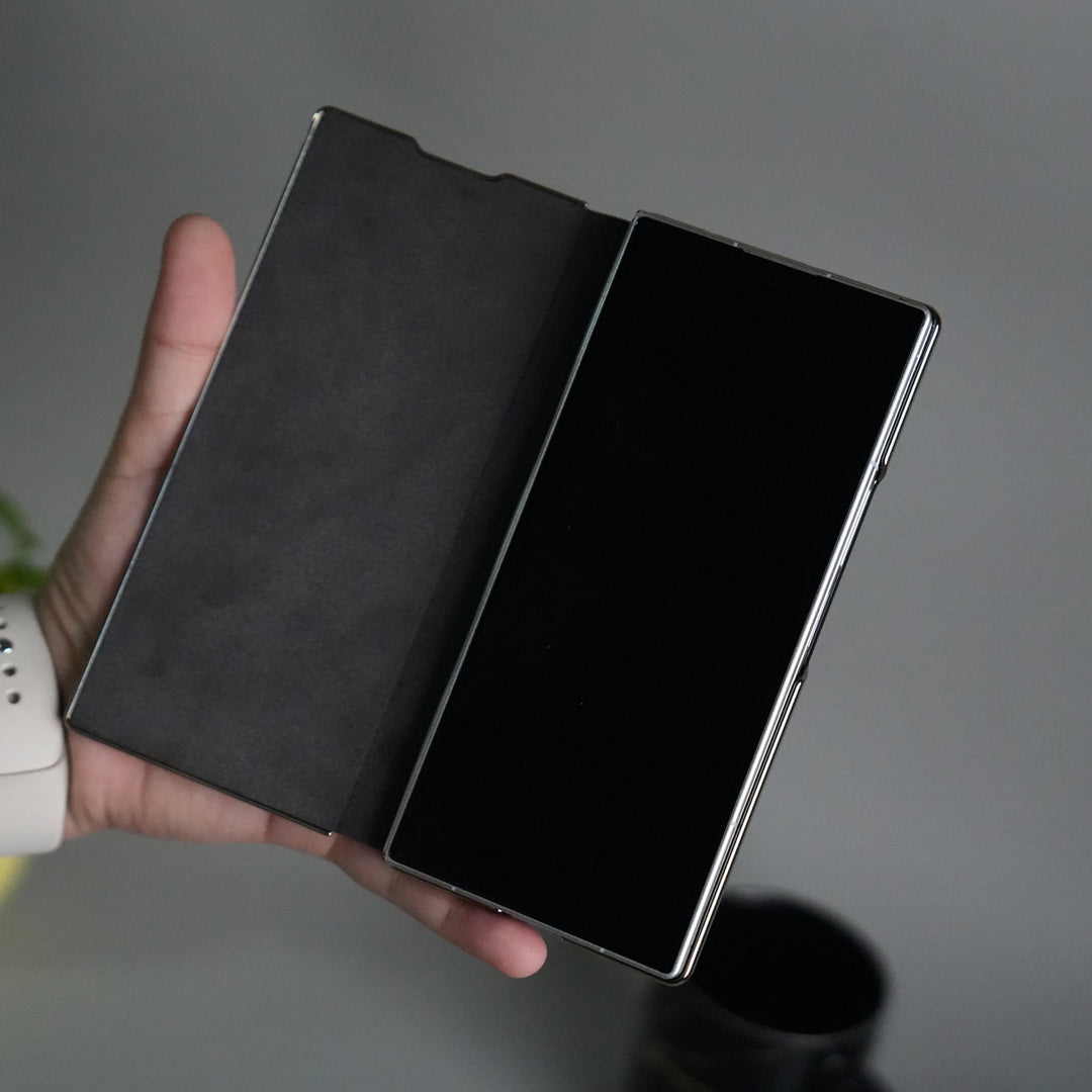 Galaxy Z Fold 7 Premium Carbon-Texture Ring Stand Flip Case