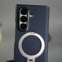 Galaxy Z Fold 7 Premium Carbon-Texture Ring Stand Flip Case