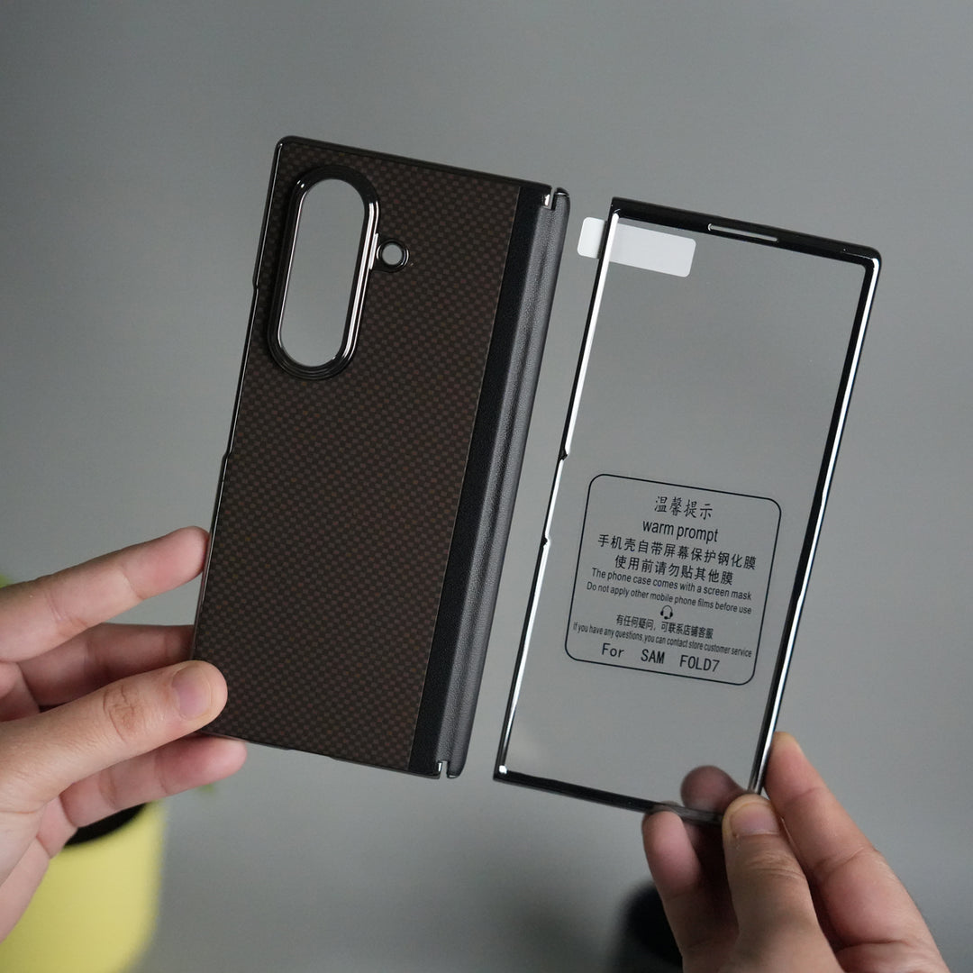 Galaxy Z Fold 7 Premium Fiber Design Slim Case Hinge Protection (Front + Back Cover)